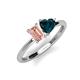 3 - Esther Emerald Shape Morganite & Heart Shape London Blue Topaz 2 Stone Duo Ring 