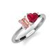 3 - Esther Emerald Shape Morganite & Heart Shape Lab Created Ruby 2 Stone Duo Ring 