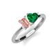 3 - Esther Emerald Shape Morganite & Heart Shape Lab Created Emerald 2 Stone Duo Ring 