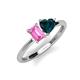 3 - Esther Emerald Shape Pink Sapphire & Heart Shape London Blue Topaz 2 Stone Duo Ring 