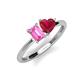3 - Esther Emerald Shape Pink Sapphire & Heart Shape Lab Created Ruby 2 Stone Duo Ring 
