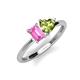 3 - Esther Emerald Shape Pink Sapphire & Heart Shape Peridot 2 Stone Duo Ring 