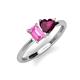 3 - Esther Emerald Shape Pink Sapphire & Heart Shape Rhodolite Garnet 2 Stone Duo Ring 