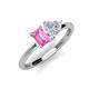 3 - Esther Emerald Shape Pink Sapphire & Heart Shape White Sapphire 2 Stone Duo Ring 