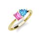 3 - Esther Emerald Shape Pink Sapphire & Heart Shape Blue Topaz 2 Stone Duo Ring 