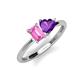 3 - Esther Emerald Shape Pink Sapphire & Heart Shape Amethyst 2 Stone Duo Ring 