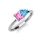 3 - Esther Emerald Shape Pink Sapphire & Heart Shape Blue Topaz 2 Stone Duo Ring 