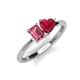 3 - Esther Emerald Shape Pink Tourmaline & Heart Shape Lab Created Ruby 2 Stone Duo Ring 