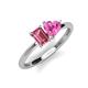 3 - Esther Emerald Shape Pink Tourmaline & Heart Shape Lab Created Pink Sapphire 2 Stone Duo Ring 