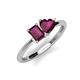 3 - Esther Emerald & Heart Shape Rhodolite Garnet 2 Stone Duo Ring 