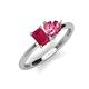 3 - Esther Emerald Shape Lab Created Ruby & Heart Shape Pink Tourmaline 2 Stone Duo Ring 