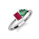 3 - Esther Emerald Shape Lab Created Ruby & Heart Shape Lab Created Alexandrite 2 Stone Duo Ring 