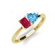 3 - Esther Emerald Shape Lab Created Ruby & Heart Shape Blue Topaz 2 Stone Duo Ring 