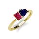 3 - Esther Emerald Shape Lab Created Ruby & Heart Shape Lab Created Blue Sapphire 2 Stone Duo Ring 