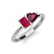 3 - Esther Emerald Shape Lab Created Ruby & Heart Shape Rhodolite Garnet 2 Stone Duo Ring 