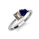 3 - Esther Emerald Shape Smoky Quartz & Heart Shape Lab Created Blue Sapphire 2 Stone Duo Ring 