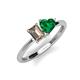 3 - Esther Emerald Shape Smoky Quartz & Heart Shape Lab Created Emerald 2 Stone Duo Ring 