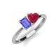 3 - Esther Emerald Shape Tanzanite & Heart Shape Lab Created Ruby 2 Stone Duo Ring 