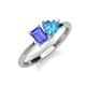 3 - Esther Emerald Shape Tanzanite & Heart Shape Blue Topaz 2 Stone Duo Ring 