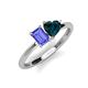 3 - Esther Emerald Shape Tanzanite & Heart Shape London Blue Topaz 2 Stone Duo Ring 