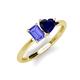 3 - Esther Emerald Shape Tanzanite & Heart Shape Lab Created Blue Sapphire 2 Stone Duo Ring 