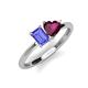3 - Esther Emerald Shape Tanzanite & Heart Shape Rhodolite Garnet 2 Stone Duo Ring 