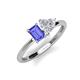 3 - Esther Emerald Shape Tanzanite & Heart Shape Lab Created White Sapphire 2 Stone Duo Ring 
