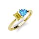 3 - Esther Emerald Shape Lab Created Yellow Sapphire & Heart Shape Blue Topaz 2 Stone Duo Ring 