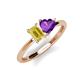 3 - Esther Emerald Shape Lab Created Yellow Sapphire & Heart Shape Amethyst 2 Stone Duo Ring 