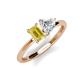 3 - Esther Emerald Shape Lab Created Yellow Sapphire & Heart Shape Forever One Moissanite 2 Stone Duo Ring 