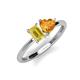 3 - Esther Emerald Shape Lab Created Yellow Sapphire & Heart Shape Citrine 2 Stone Duo Ring 