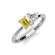 3 - Esther GIA Certified Heart Shape Diamond & Emerald Shape Lab Created Yellow Sapphire 2 Stone Duo Ring 