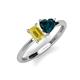 3 - Esther Emerald Shape Lab Created Yellow Sapphire & Heart Shape London Blue Topaz 2 Stone Duo Ring 
