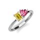 3 - Esther Emerald Shape Lab Created Yellow Sapphire & Heart Shape Pink Tourmaline 2 Stone Duo Ring 