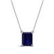 1 - Athena 2.85 ct Created Blue Sapphire Emerald Shape (9x7 mm) Solitaire Pendant Necklace 