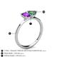 4 - Esther Emerald Shape Amethyst & Heart Shape Lab Created Alexandrite 2 Stone Duo Ring 