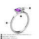 4 - Esther GIA Certified Heart Shape Diamond & Emerald Shape Amethyst 2 Stone Duo Ring 
