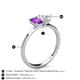 4 - Esther Emerald Shape Amethyst & Heart Shape Lab Created White Sapphire 2 Stone Duo Ring 