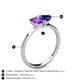 4 - Esther Emerald Shape Amethyst & Heart Shape Lab Created Blue Sapphire 2 Stone Duo Ring 