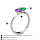 4 - Esther Emerald Shape Amethyst & Heart Shape Lab Created Emerald 2 Stone Duo Ring 