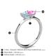 4 - Esther Emerald Shape Aquamarine & Heart Shape Lab Created Pink Sapphire 2 Stone Duo Ring 