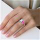 5 - Esther Emerald Shape Aquamarine & Heart Shape Lab Created Pink Sapphire 2 Stone Duo Ring 