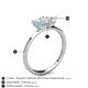 4 - Esther Emerald Shape Aquamarine & Heart Shape Lab Created White Sapphire 2 Stone Duo Ring 
