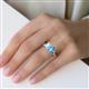 5 - Esther Emerald Shape Aquamarine & Heart Shape Blue Topaz 2 Stone Duo Ring 