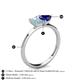 4 - Esther Emerald Shape Aquamarine & Heart Shape Lab Created Blue Sapphire 2 Stone Duo Ring 