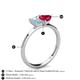 4 - Esther Emerald Shape Aquamarine & Heart Shape Lab Created Ruby 2 Stone Duo Ring 