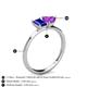 4 - Esther Emerald Shape Lab Created Blue Sapphire & Heart Shape Amethyst 2 Stone Duo Ring 