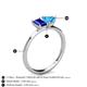4 - Esther Emerald Shape Lab Created Blue Sapphire & Heart Shape Blue Topaz 2 Stone Duo Ring 