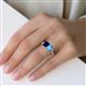 5 - Esther Emerald Shape Lab Created Blue Sapphire & Heart Shape Blue Topaz 2 Stone Duo Ring 