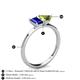 4 - Esther Emerald Shape Lab Created Blue Sapphire & Heart Shape Peridot 2 Stone Duo Ring 